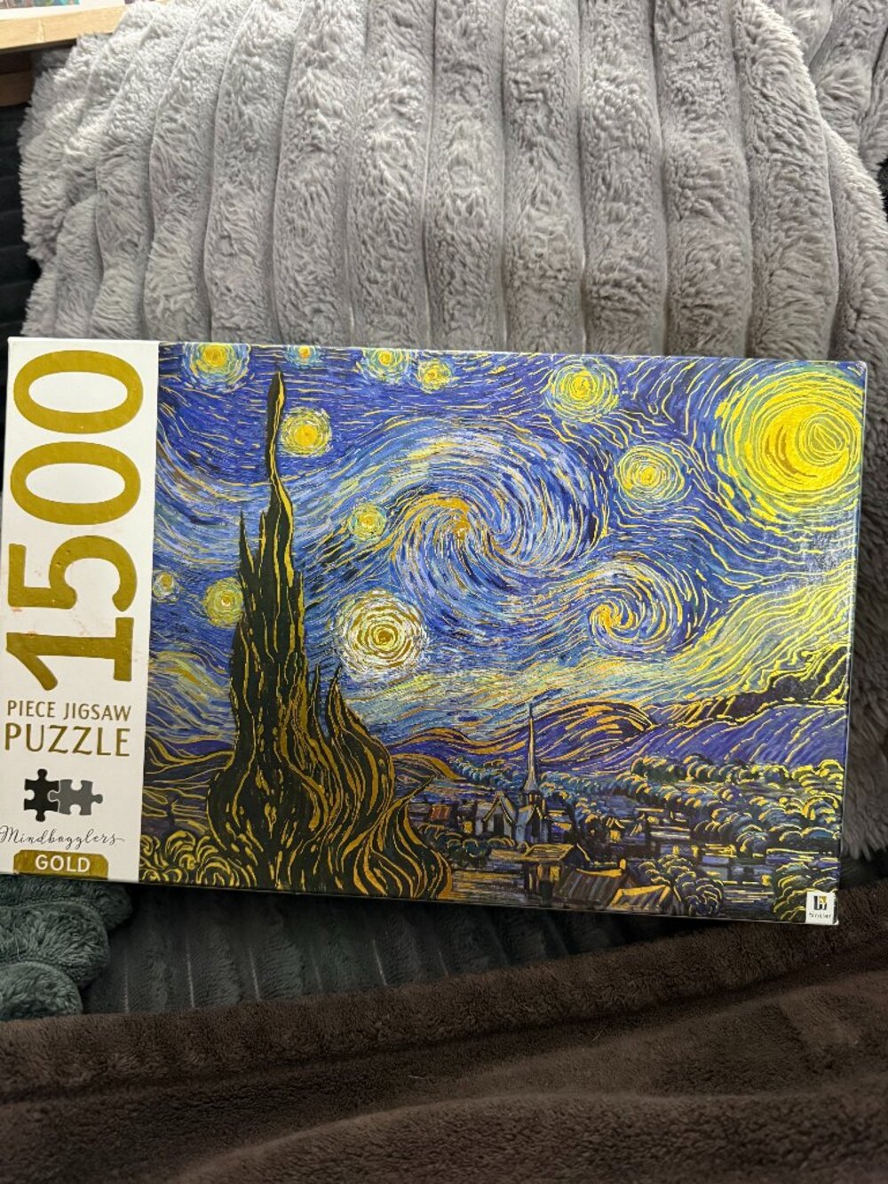 Mindbogglers Gold Starry Night By Van Gogh 1500 Piece Jigsaw Puzzle